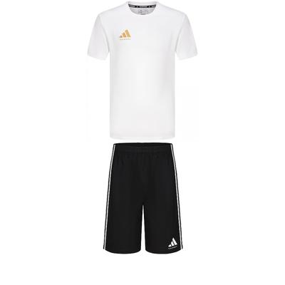adidas Тхэквондо Футболка с круглым вырезом, простой пуловер, с коротким рукавом, удобная, модная, полосатые шорты, повседневный спортивный костюм ADICLTS24CTKP-WG+S21ATMSH2T-BW