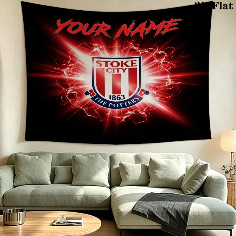 Custom Name Stoke City Printed Tapestry – Wall Hanging for Bedrooms, Dorms, and Home Decor