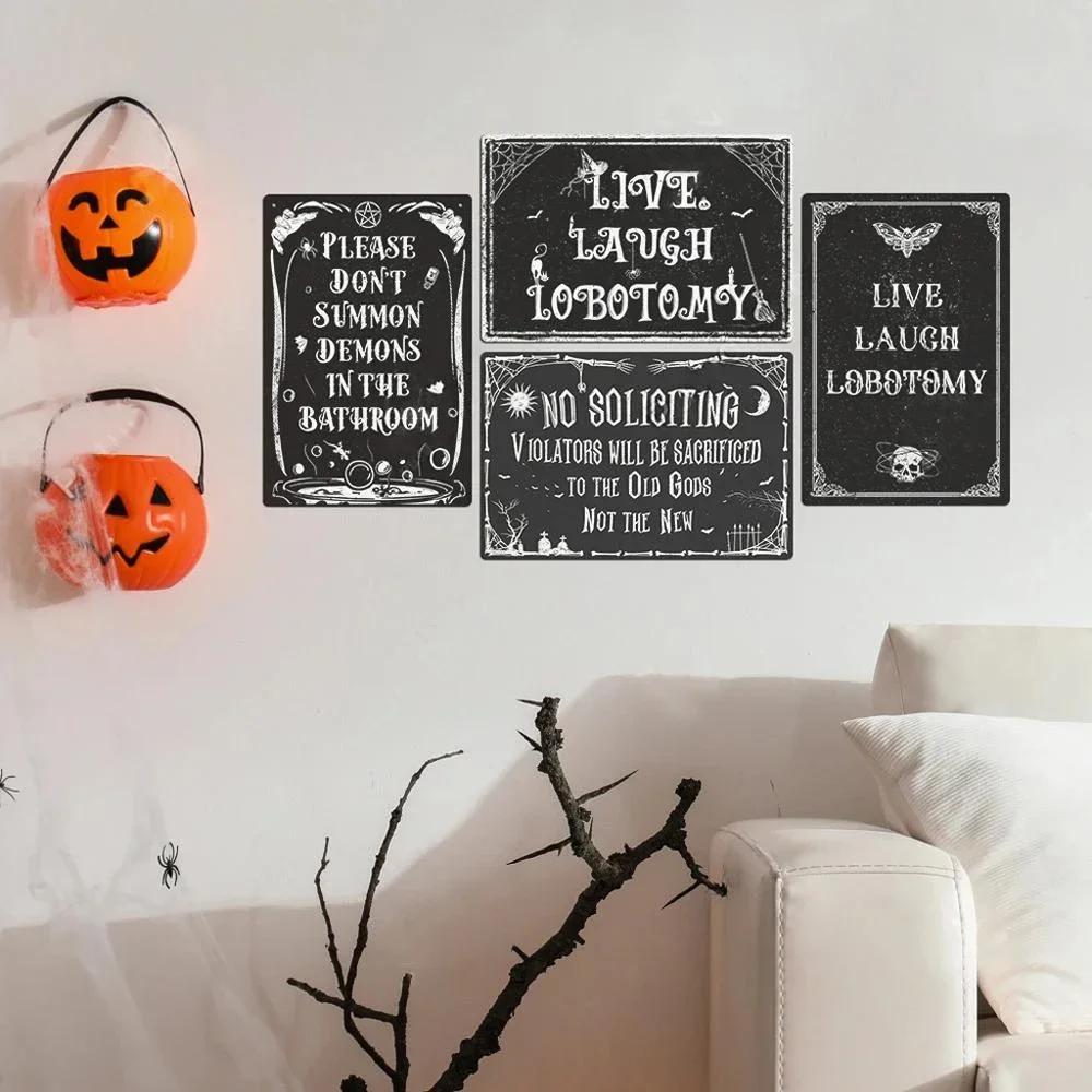 Винтажные плакаты Счастливого Хэллоуина Металлические жестяные таблички Декор Настенный декор для дома Кофейни Кафе Сада Заднего двора