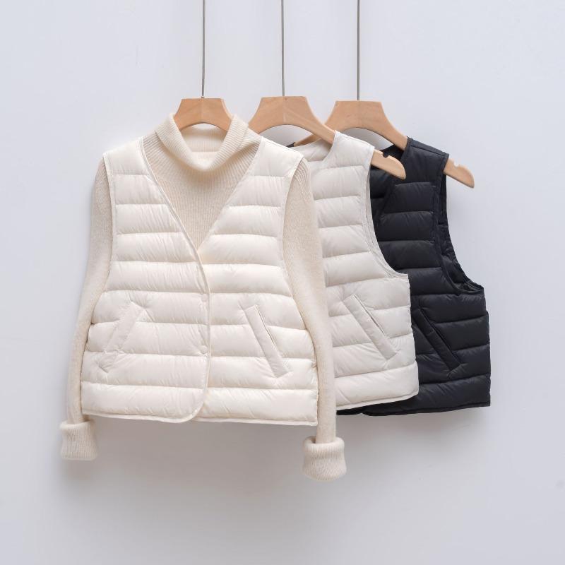 Chi New Goose Down Vest Women's Light Neck Down Liner Wear Short Vest in Autumn and Winter