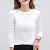 Женская корейская приталенная футболка с длинным рукавом и круглым вырезом - осенний стиль