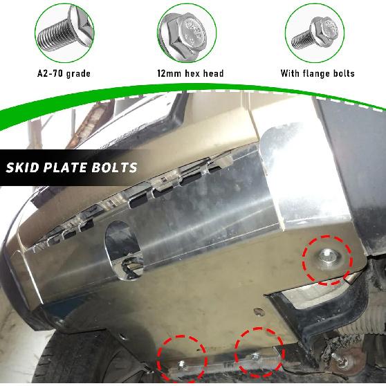 12 шт. Болты для защиты днища, Нержавеющая сталь, 12 мм, Шестигранная головка, Автомобильные болты для защиты днища, Болты фланца передней защиты днища на крыше автомобиля, Запчасти для автомобильных аксессуаров Высокие
