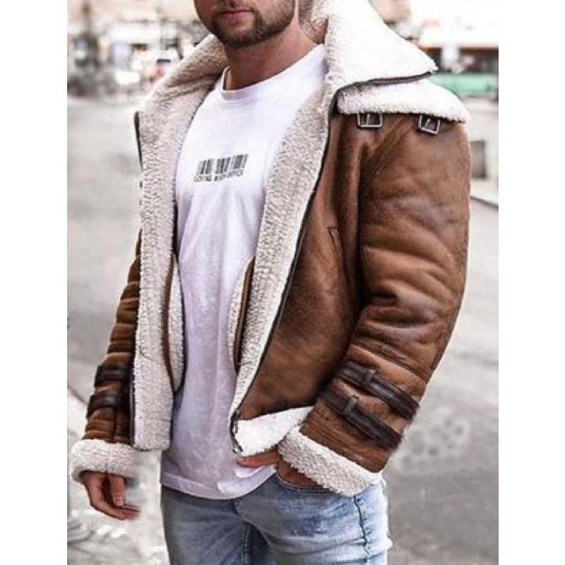 Men's Fur Integrated Short Coat Double Collar Men's Jacket