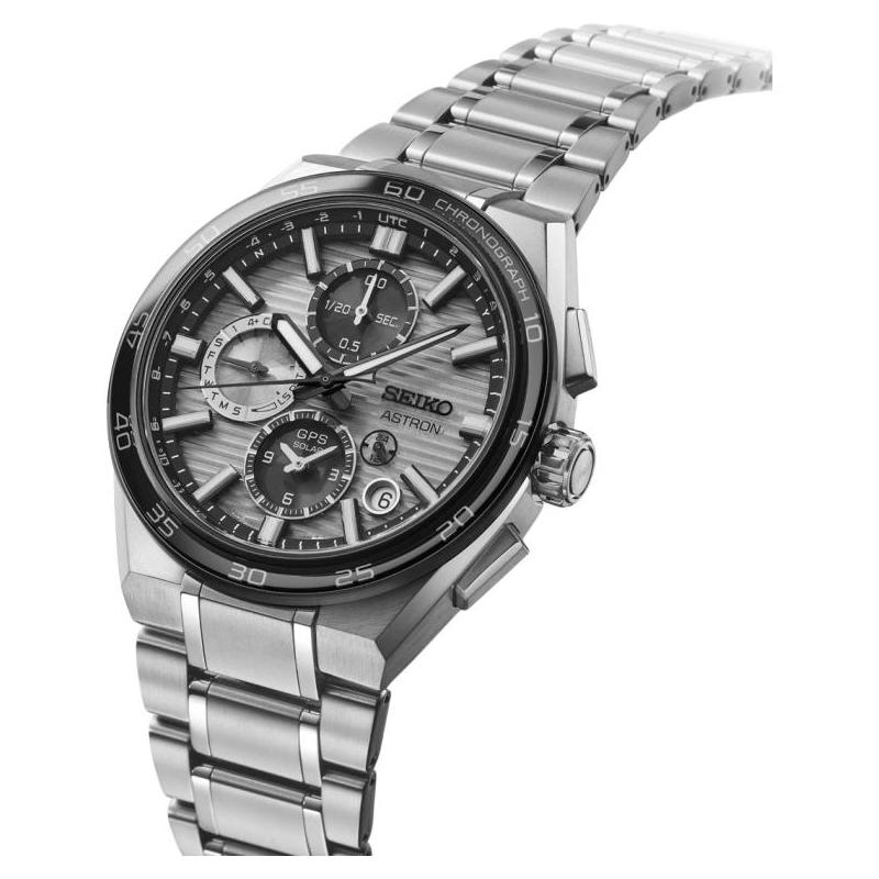 Seiko Серия Astron 100 метров водонепроницаемость Кварцевый титановый ремешок 44,1 мм мужские часы серый циферблат SBXC177