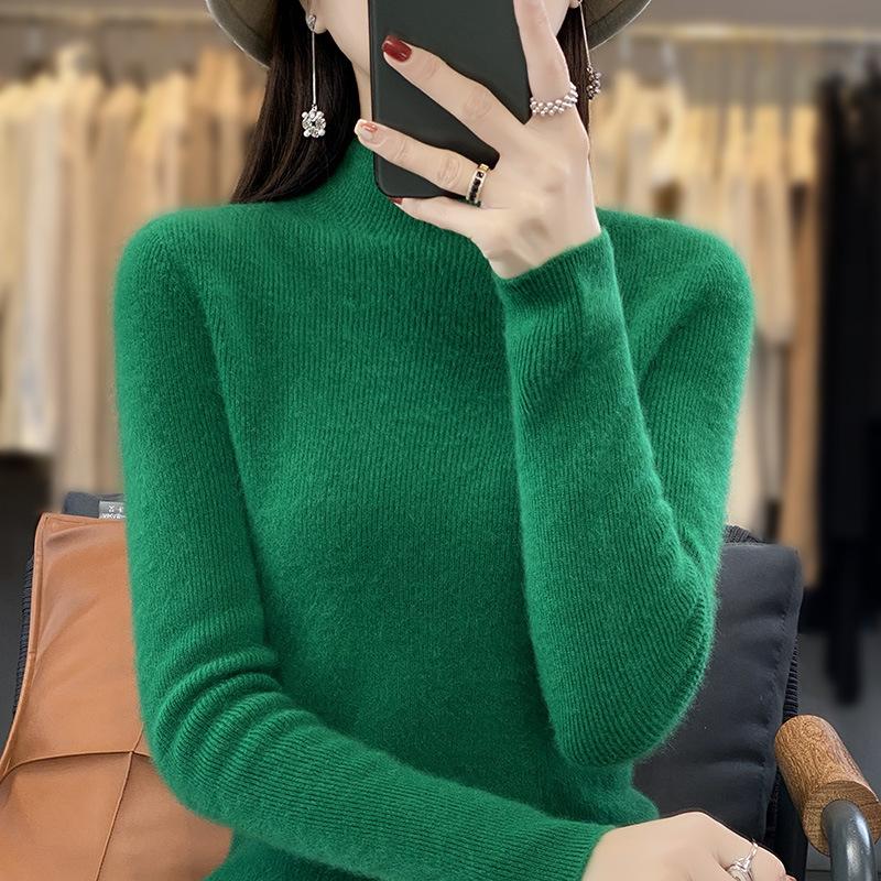 INDFS Женская мода Повседневный Осень Зима Однотонный Принт Длинный Рукав Полуводолазка Свитера