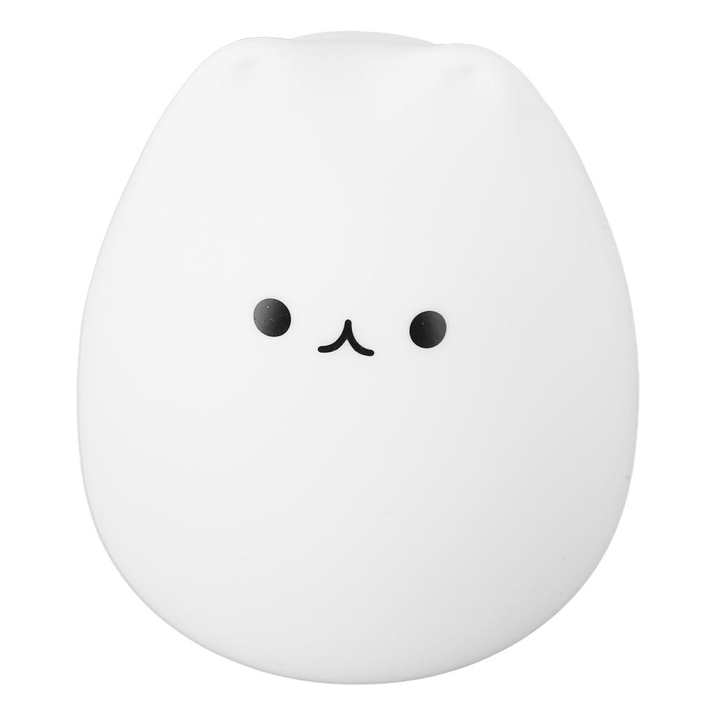 Silicone Night Light Cute Cat Shape Soft Kids Nursery Night Light with Warm White and 7 Color B