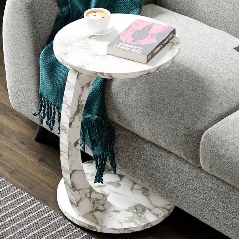 Кофейный столик на колесиках C, Мобильный передвижной диванный чайный столик для гостиной и спальни, Орех (E1 Эко Безопасный)