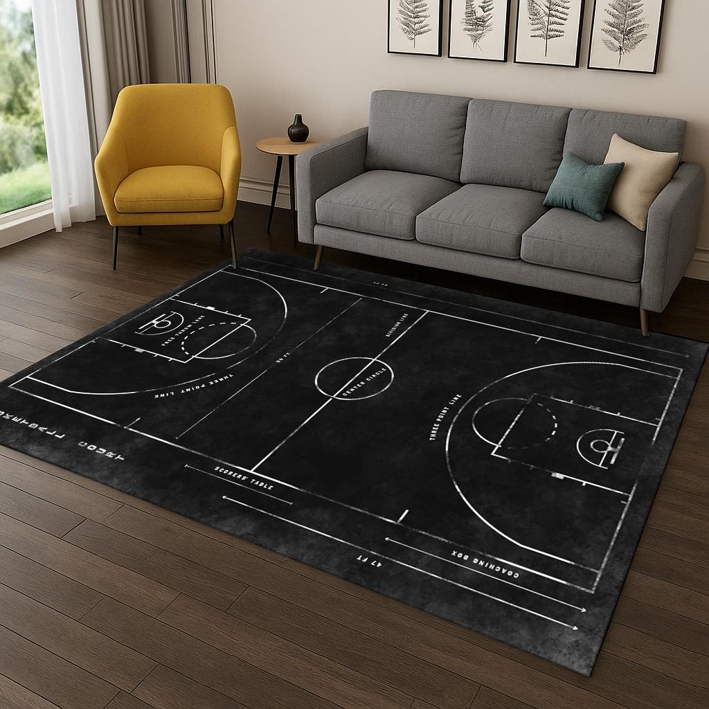 Basketball Court Sports Cartoon Carpet Carpet Rug for Sofa Bedroom Living Room Doormat Home Decor,Kid Game Non-slip Floor Mat