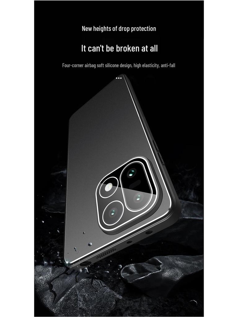 Совместимый с OnePlus 15, Защитный чехол из матового металла с полной защитой и защитой объектива, Легкий деловой жесткий чехол.