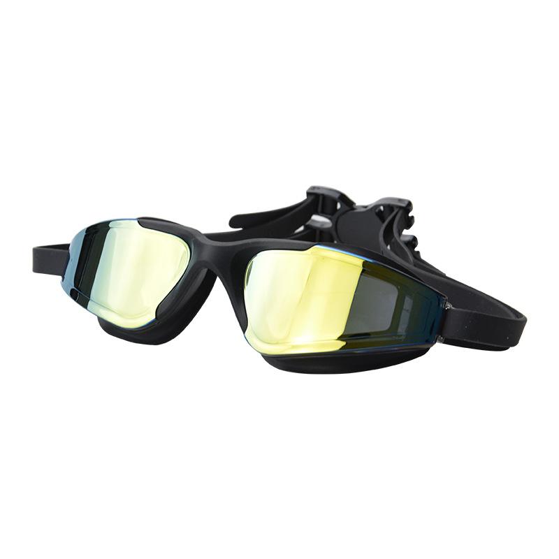 Anlorr New adult anti-fog swimming goggles, professional racing swim goggles, large-frame electroplated swim goggles