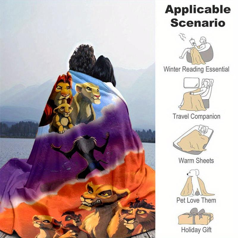 1pc. Cartoon Lion King Blanket, Soft and Cozy for All Seasons, Perfect Home Decor Gift for Friends and Family, Soft Flannel Throw Blanket, V