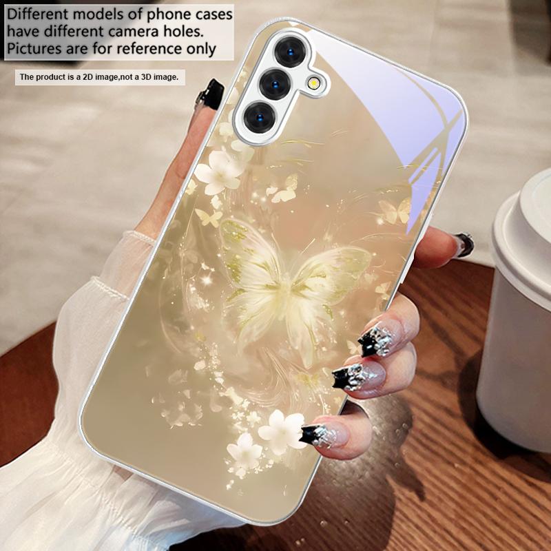Мечтательная полосатая бабочка Для Samsung A73 72 71 A70 56 55 54 A53 52 51 50 42 A35 A34 33 32 31 26 25 24 23 22 30 стеклянный чехол для телефона