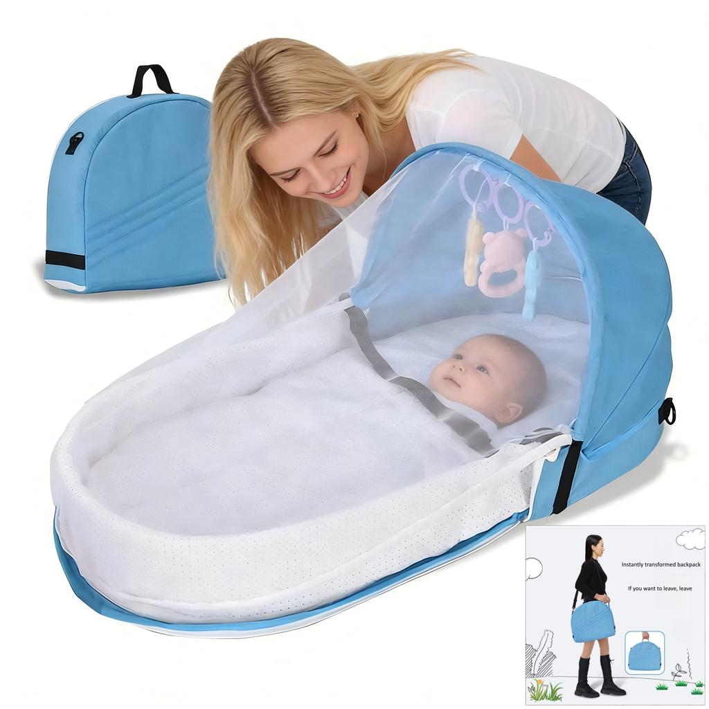 Baby Bed Folding Portable Baby Crib with Net and Awning Baby Nest Portable Baby Bed for Camping Infant Bed Bassinet for Baby