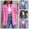 Women's Fashion Ripped Denim Women's Autumn and Winter Long-sleeved Casual Lapel Top Jacket