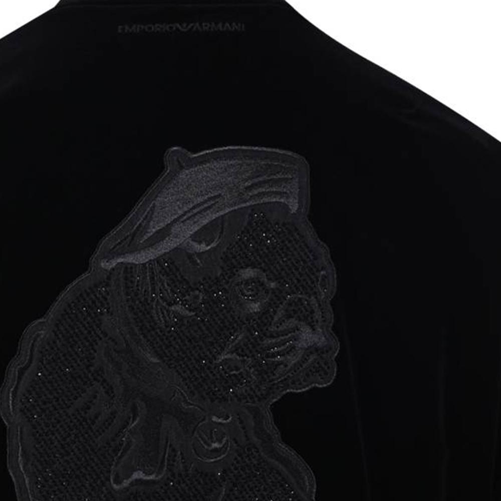 EMPORIO ARMANI Embellished Zipped Velvet Jacket 6D1BF3-1NUXZ-0999