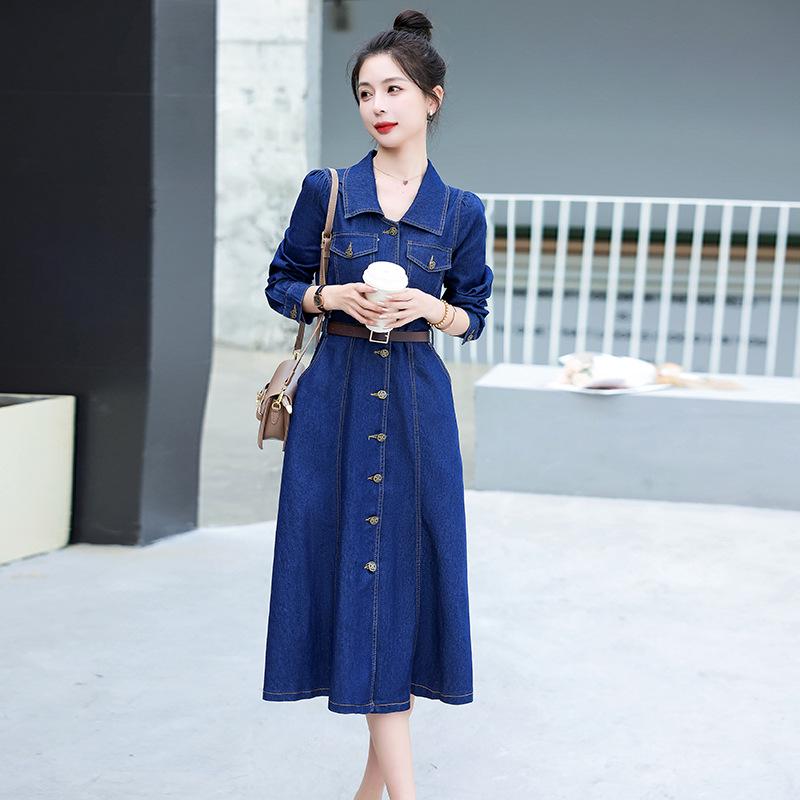 2024 Ранняя осень Европейское облегающее джинсовое платье - модная, омолаживающая, высококачественная женская длинная юбка