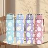 1PC Pastel Candy Cute Doodle Pattern Print 750ml Color Plastic Sports Water Bottle Leakproof Flip Straw Lid Suitable for Sports Office Home Use