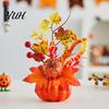 Reusable Festival Table Topper Fall Artificial Pumpkin Centerpiece, Autumn Fake Decoration with Sunflowers, Realistic Thanksgiving Props Maple Leaves