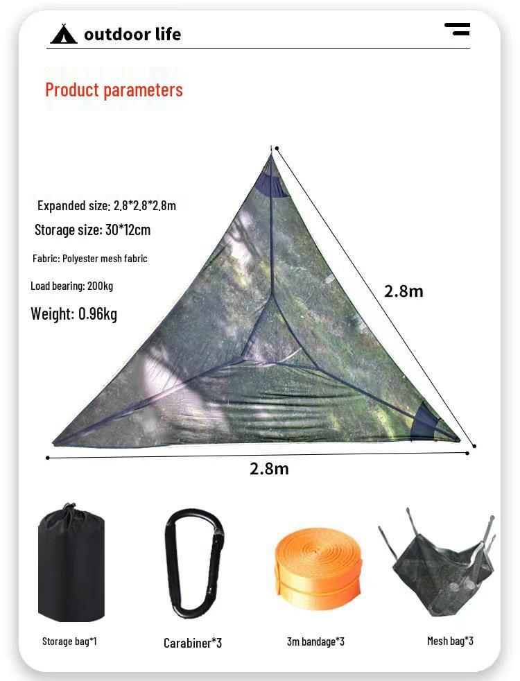 Cross-Border Triangle Air Hammock: Black Breathable Elastic Mesh for Outdoor Camping