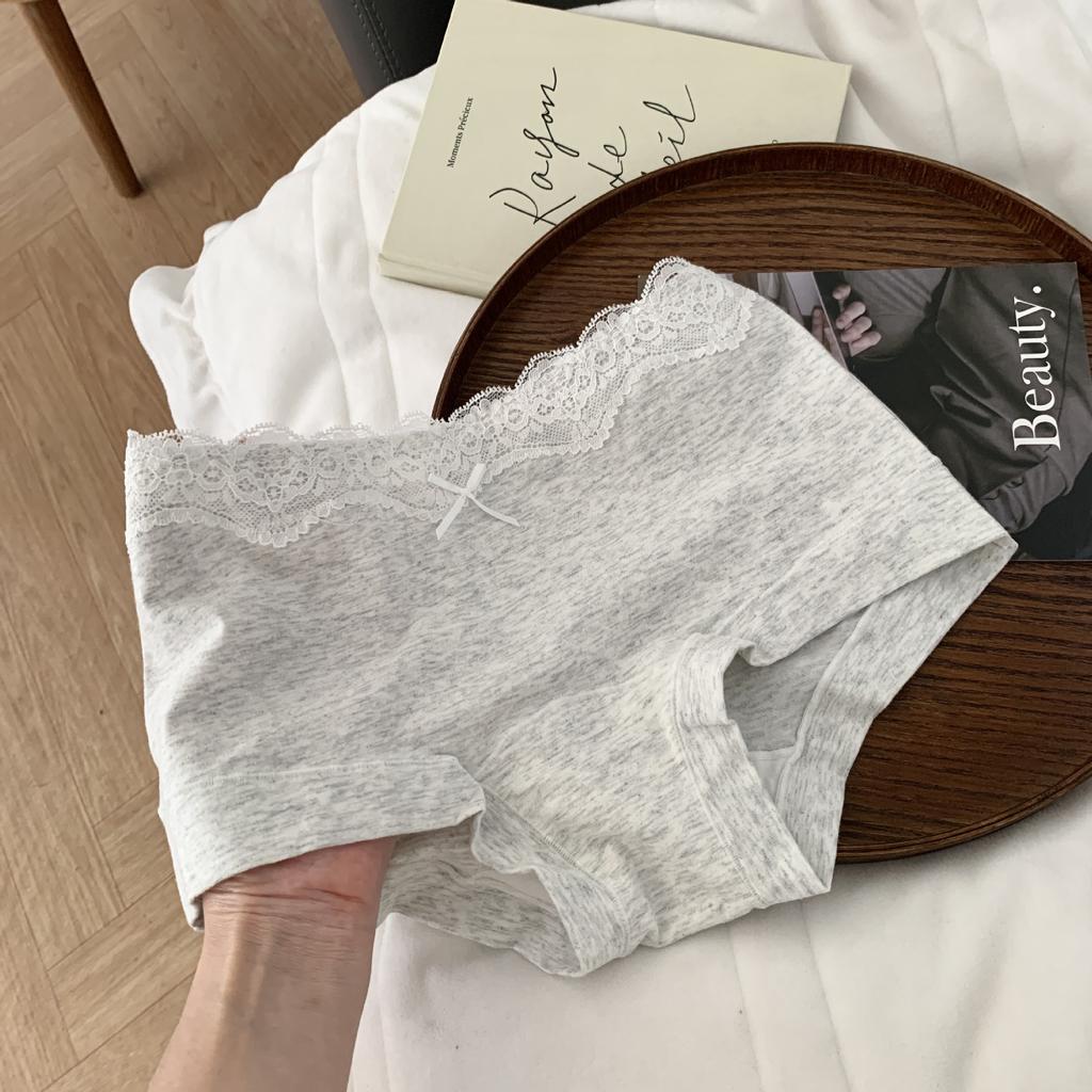 Female Spring and Autumn All Purpose Cotton Lace Edge 10A Antibacterial Extended Crotch Waist Flat Angle Panties