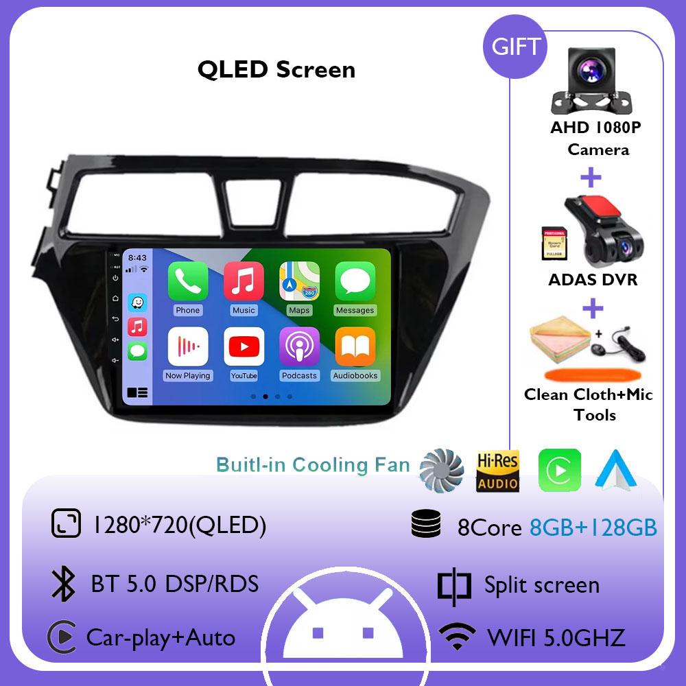 Android 14 For Hyundai I20 2014-2018 Car Radio Stereo Multimedia Navigation Video Player GPS Wireless Carplay Auto QLED screen