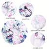 1pc Men and Women Double Layer Waterproof Shower Cap Floral Print Adjustable Double-Layer Elastic Hair Cap Bathing Accessory