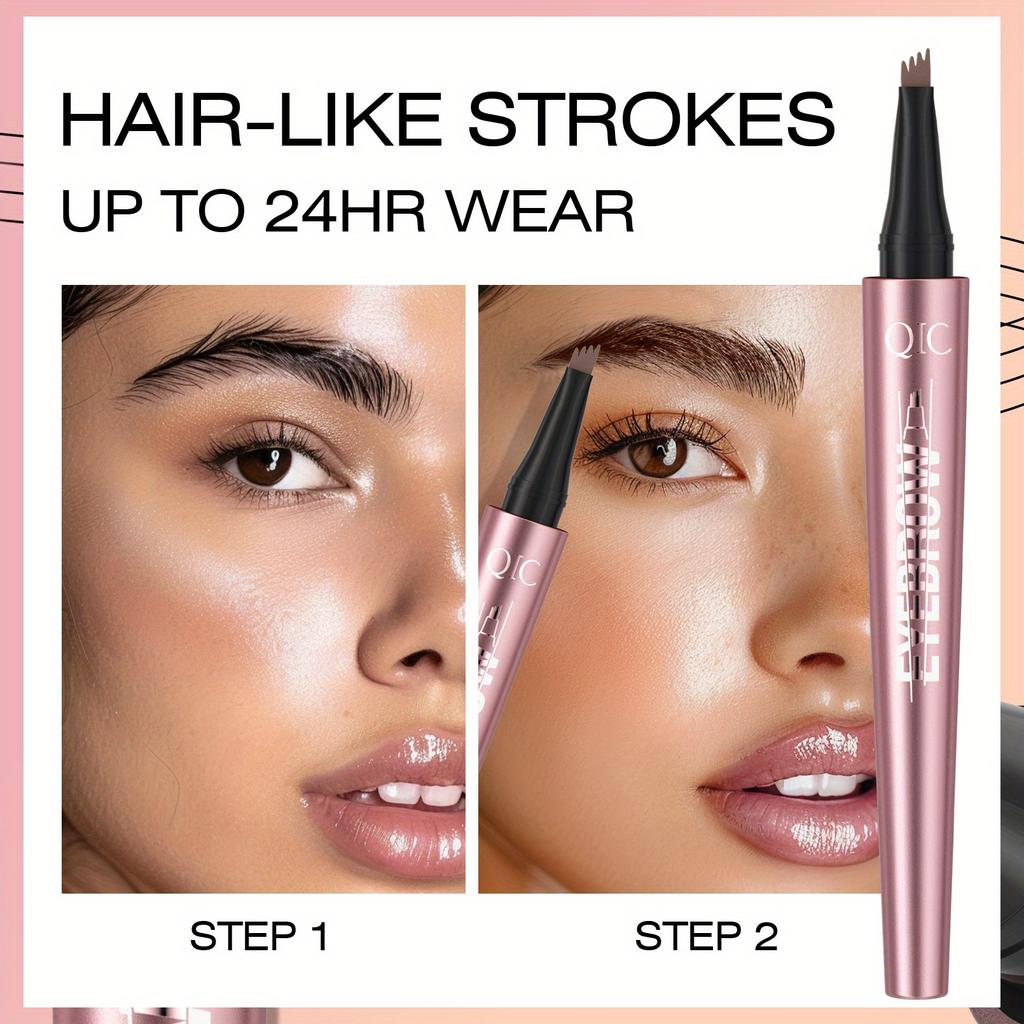 Four Forked Eyebrow Pencil Wild Eyebrow Waterproof Sweatproof Smooth Non Smudge Liquid Eyebrow Pencil Eyebrow Contour Pencil Women's Makeup 4 Colors