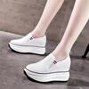 New Genuine Leather Platform Wedge Sneakers Women Fashion Thick Bottom Sneakers Casual Shoes Women Increase Vulcanize Shoes