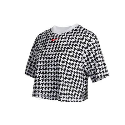 Спортивная одежда Icon Clash Houndstooth Укороченная футболка с коротким рукавом Женские топы Черные DD5034-100