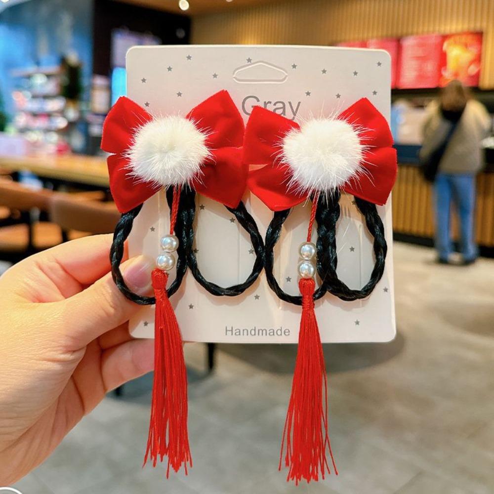Банты с кисточками Новогодний бант Заколки для волос В древнем стиле Головные уборы для девочек для ханьфу Аксессуары для волос
