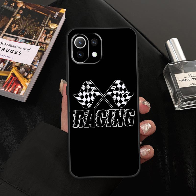 Checked Flag Racing Car Case For Xiaomi 13 14 15 Ultra 11T 12T 13T 14T Pro POCO X7 Pro X3 X5 X6 F5 F6 M6 Pro Cover
