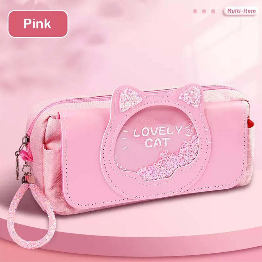 Kawaii Quicksand Pencil Case Large Capacity Multifunctional Pen Box Cute Storage Bag School Office Supplies Stationery