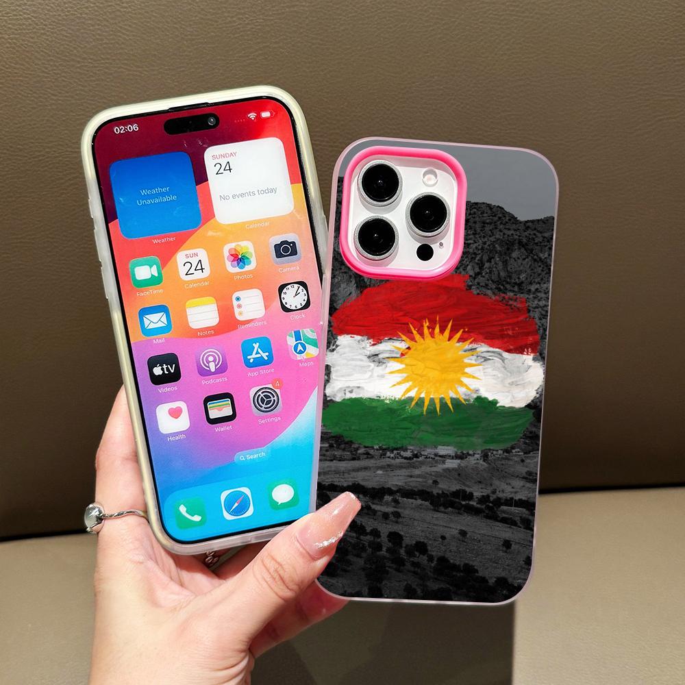 Kurdistan Flag Jelly Double layer Rose Red Mobile Phone Case for iPhone 17 16 15 14 13 12 11 Air Pro Max Plus Protective