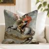 Rider Horse Painting Cushion Cover Natural Linen Pillow Cover DoubleSided Print Cushion Cover for Sofa Home Decor
