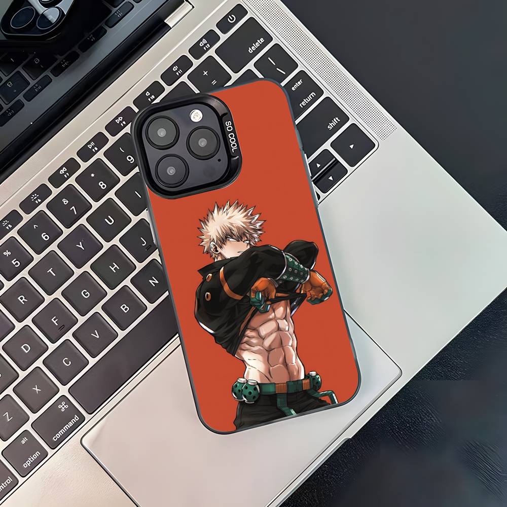 B-Бакуго Моя геройская академия Чехол для телефона для iPhone 17,16,15,14,13,12,11,Pro,XS,Max,Plus,Mini,SE4,E Черный Матовый Ударопрочный Чехол