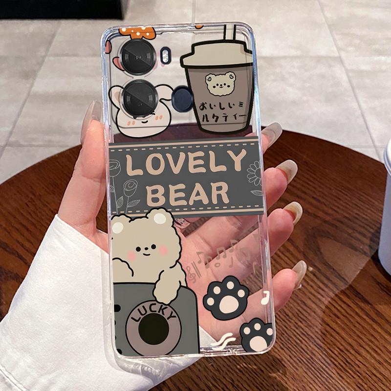 Casing For Itel P40 P662L P662LN Case Aesthetic Cute Cat Cartoon Fashion Soft Silicone Back Cover Transparent Phone Case Bumper