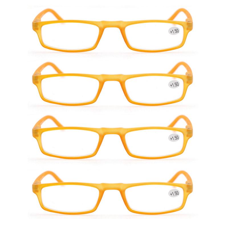 4 Paires Reading Glasses For Men Women Narrow Square Frame Readers Eyeglasses Spring Hinge With Diopter