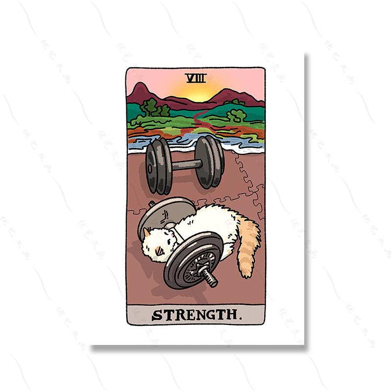Death Cursed Cat Meme Tarot Posters and Prints Strength Funny Witchy Cat Wall Pictures Judgement Sad Cat Cuadros Decorativos