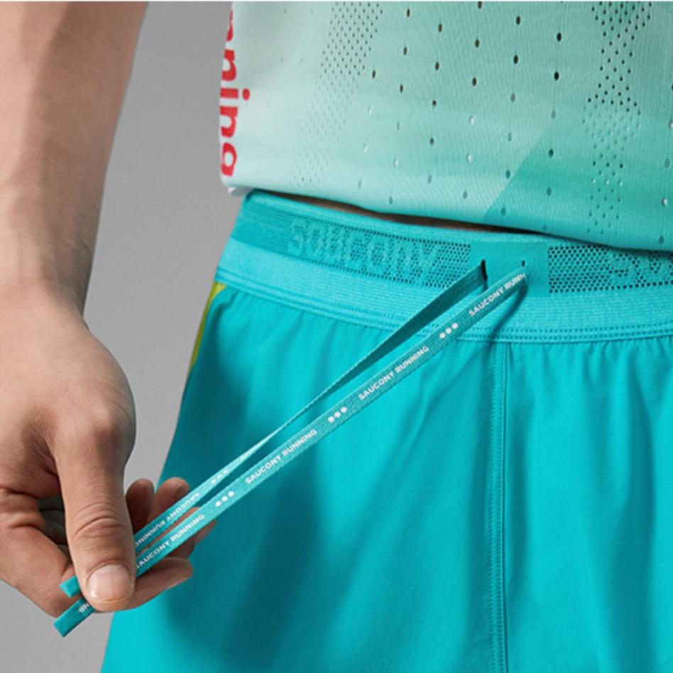 SAUCONY Racing Running Series Logo Letter Comfortable Lace-Up Casual Shorts Men Shorts Ceramic-Green SA2250DP64T-GE203