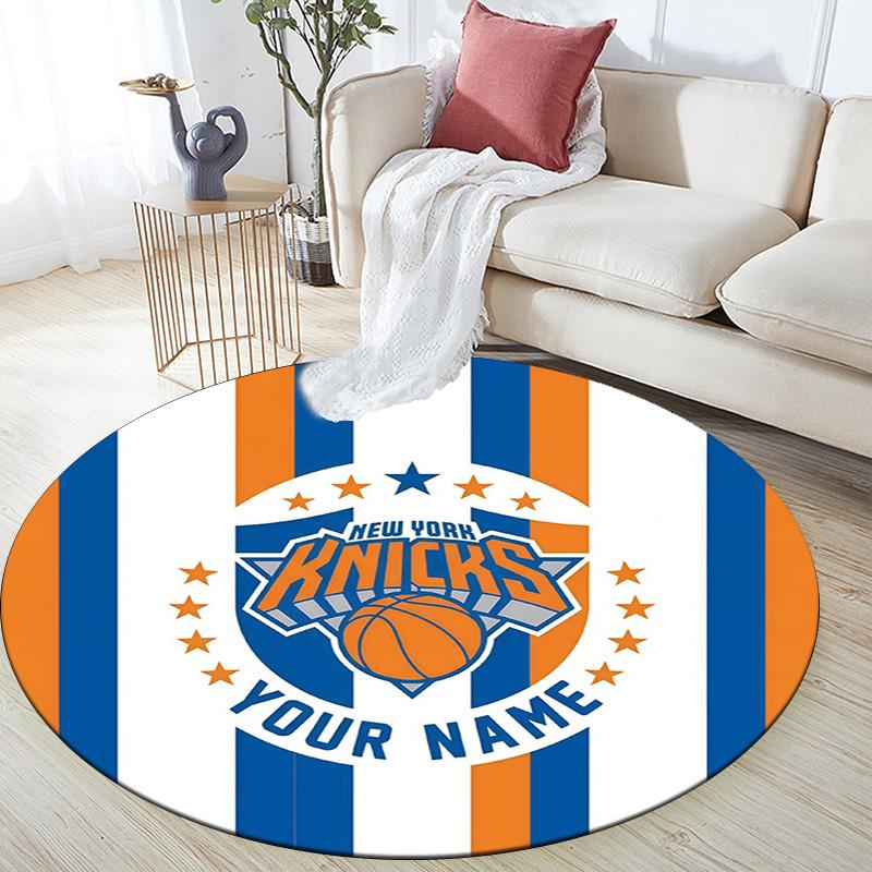 Custom Name New York Knicks2 Round Area Rug,Carpet Rug for Living Room Bedroom Sofa Playroom Decor,Non-slip Floor Mat