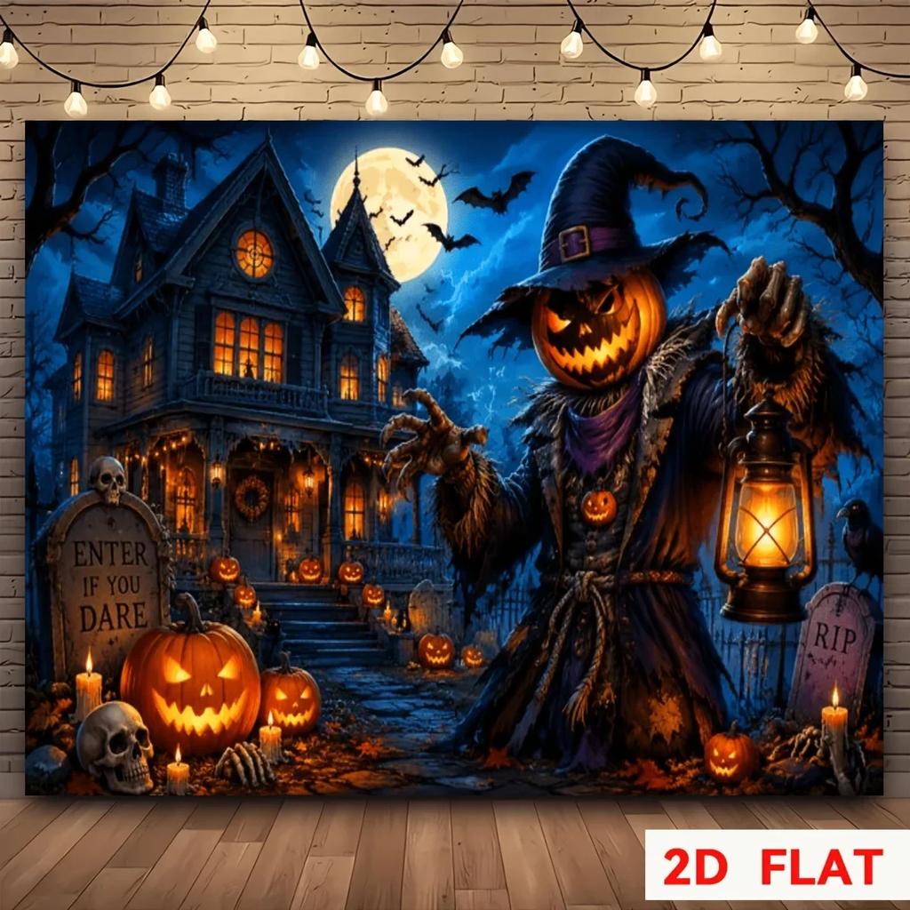 2D planar flag, 2D plane - 1 piece of 2D flag - Halloween theme banner backgroundzyc