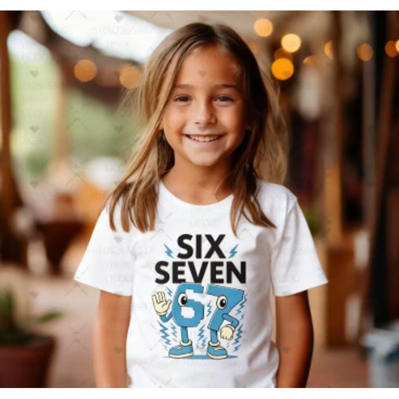 Kids 67 Themed Colorful Print TShirt Soft Cotton Fabric Breathable and Comfortable Ideal for Toddlers and Childrendf0388