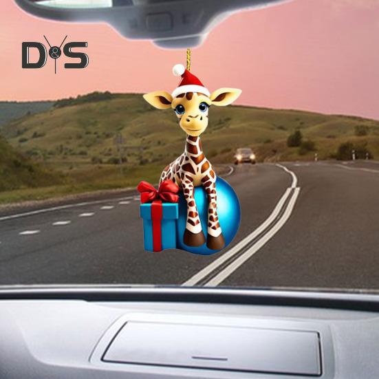 Рождественское украшение в виде жирафа, акриловая милая подвеска в виде животного, мультяшный жираф, подвесное украшение для дерева, автомобиля, подарок любителям животных