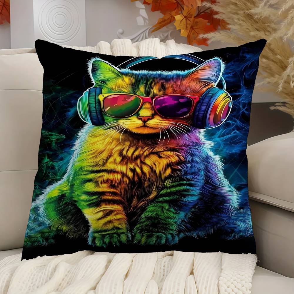Животное Обезьяна Кошка Собака Наушники DJ Музыка Наволочка Мультяшный Подарок Чехол-подушка Спальня Дом Диван Стул Сиденье Декор Наволочка