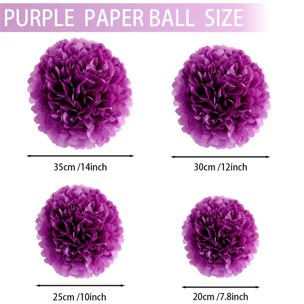 1 шт. Набор 7,8-дюймовых фиолетовых бумажных подвесных цветов для вечеринки по случаю дня рождения, бумажные шары с помпонами, цветочные шары, бумажные помпоны