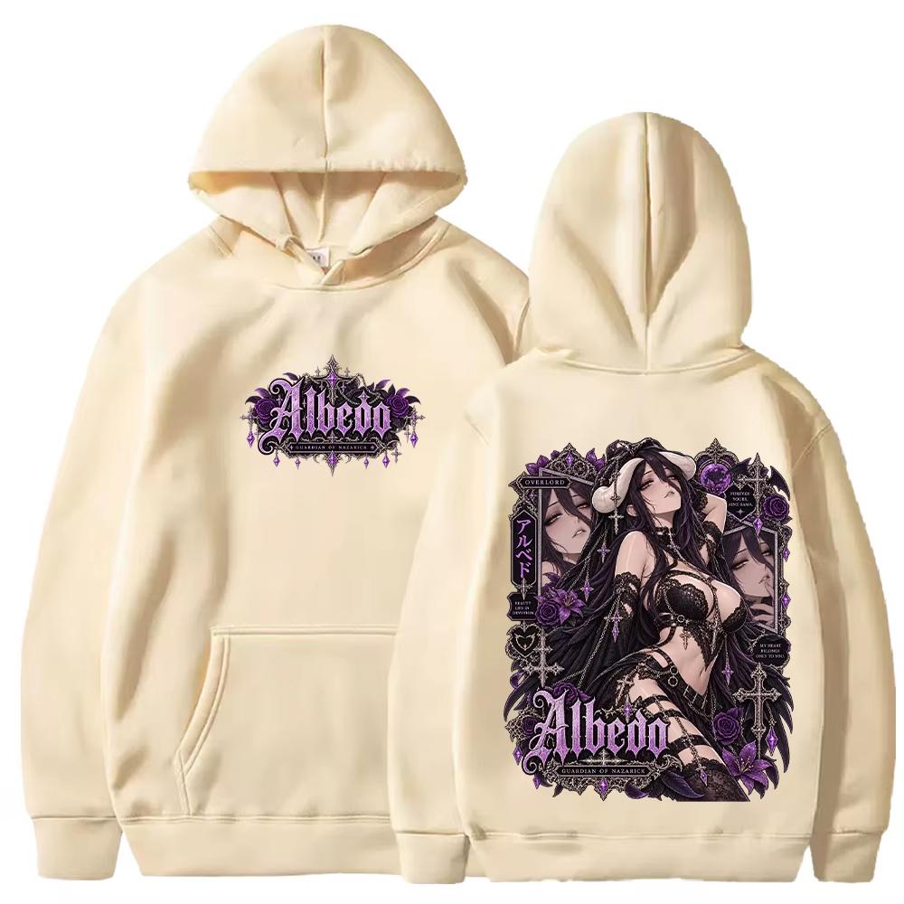 Anime Overlord Albedo Manga Graphic Print Hoodie Men Women Harajuku Y2K Fashion Pullover Streetwear Hip Hop Style Long Sleeves Oversized Sweatshirt