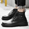 Осенне-зимние новые высокие черные модные повседневные кожаные ботинки в британском стиле, мужские непромокаемые рабочие ботильоны