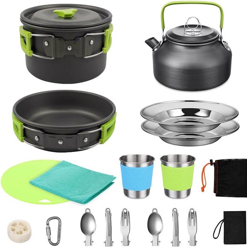 ZISIZ Portable Outdoor Cookware Set with Teapot