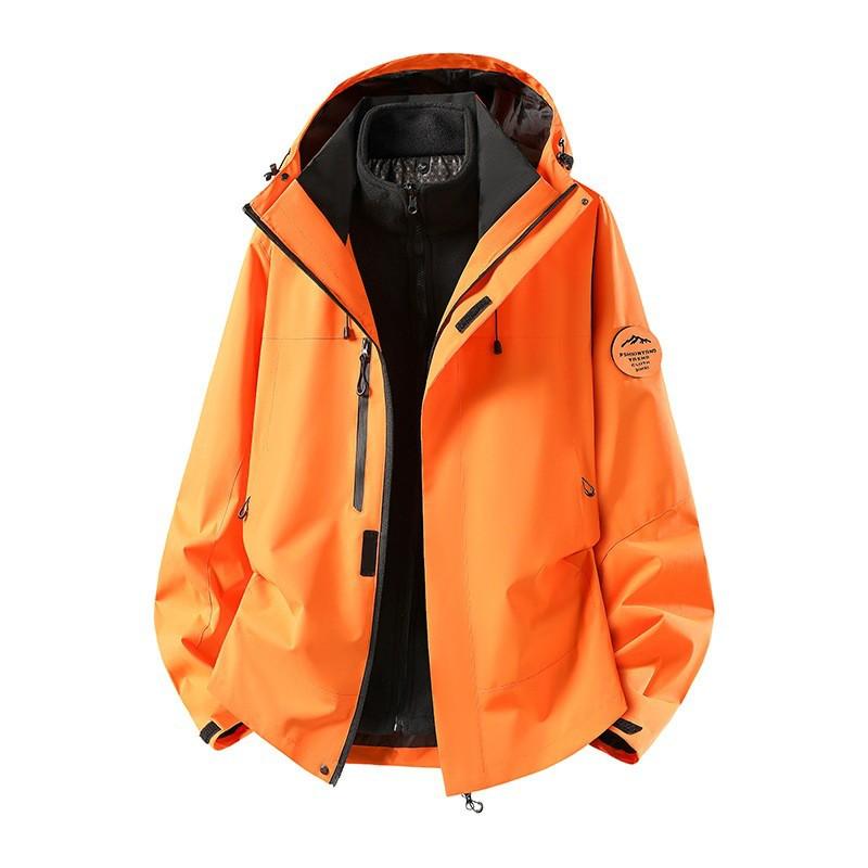 Womens 3-in-1 Detachable Hiking Jacket Waterproof Windproof Outdoor Mountaineering Coat With Fleece Liner