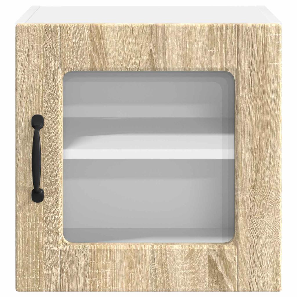 Wall Mounted Glass Cabinet PORTO 2 pcs Sonoma Oak 40 x 31 x 40 cm